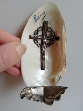 Bénitier ancien en coquillage et argent