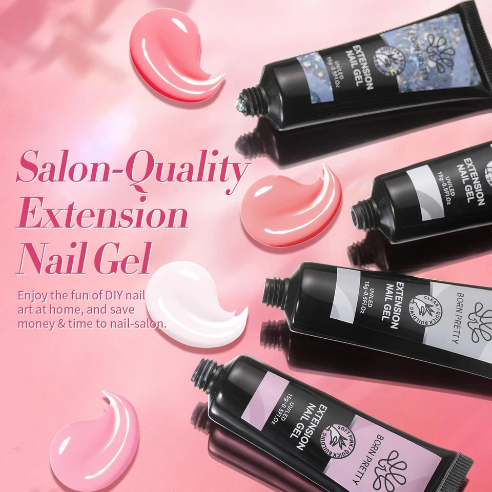 BORN PRETTY Kit de Gel de Extensión de Uñas de Polietileno-6 Colores Kit de Gel de Uñas de Polietileno Transparente J Foto 3 de 4