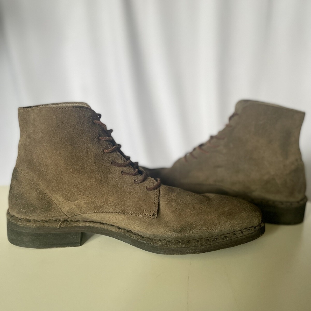 Allsaints Mens Boots Size 12 46 Leather Taupe Brown Trap 