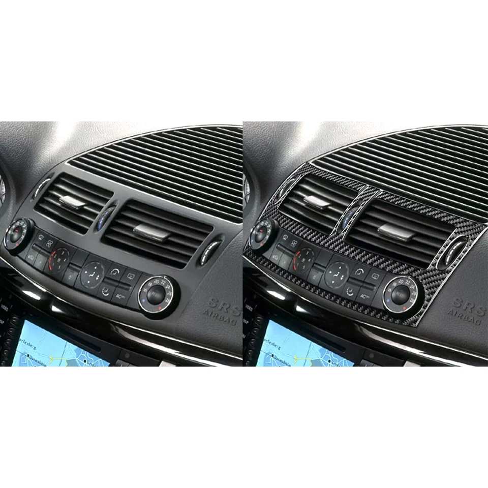 3Pcs Carbon Fiber Interior Air Vent Outlet Trim For Benz E-Class W211 2003-2009 - Изображение 4 из 4