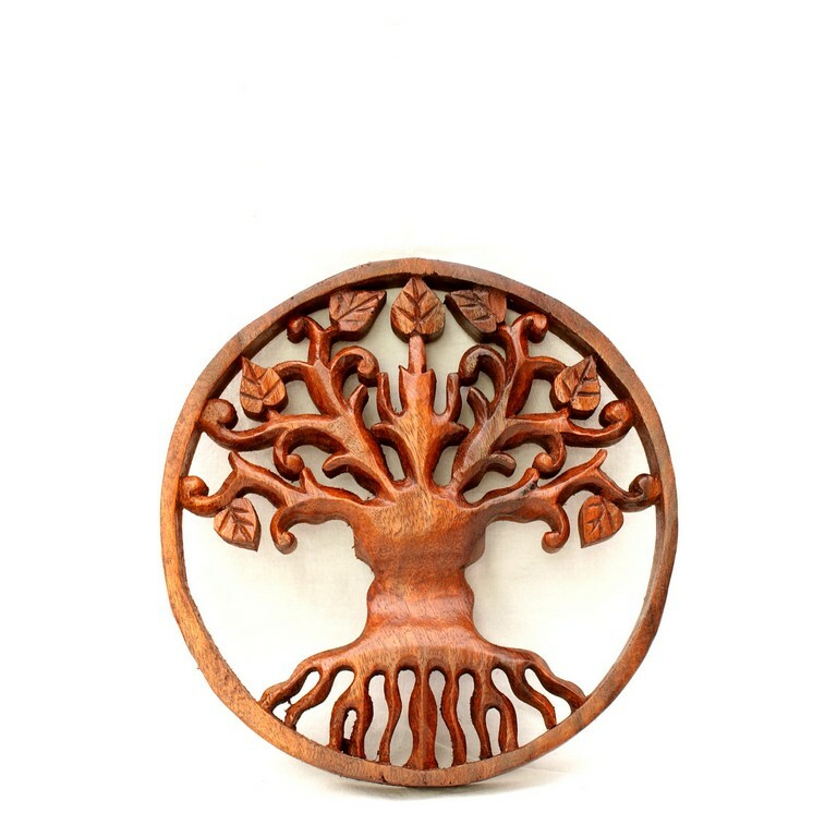 Tree of Life Wall Hanging Plaque Genuine Woodcarving 19cm Christmas Gift Idea