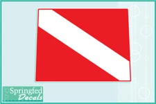 WYOMING Shaped DIVE Flag Vinyl Decal Car Truck Sticker SCUBA Diving Decal