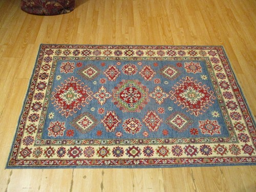 4x6 Afghan-Refugee CAUCASIAN VEGETABLE-DYE Handmade-Knotted Fine Wool Rug 586155 - Picture 4 of 12