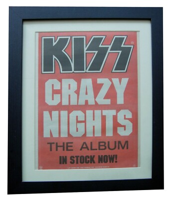 KISS+Crazy Nights+POSTER+AD+RARE ORIGINAL 1987+QUALITY FRAMED+FAST GLOBAL SHIP