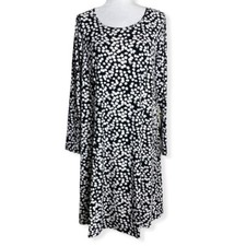 Ellos Black and White Long Sleeve A-Line Mini Dress Women's Size 12