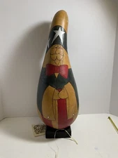Uncle Sam Gourd Folk Art Americana Melissa Brown Engraved Hand Painted Signed