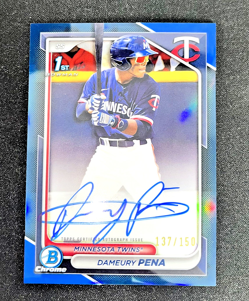 2024 Bowman Chrome Dameury Pena Auto Blue Refractor 137/150 1st RC Twins