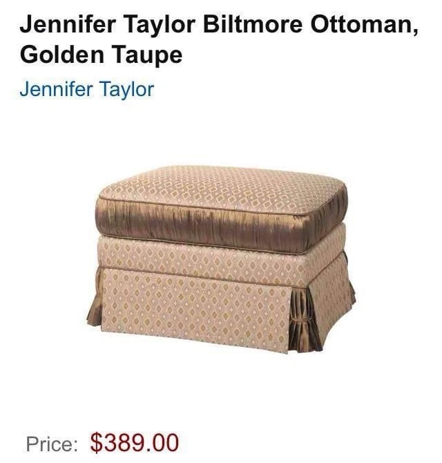 *NUEVO en Caja Jennifer Taylor Biltmore Dorado Taupe Otomana 2503-397513 Foto 4 de 4