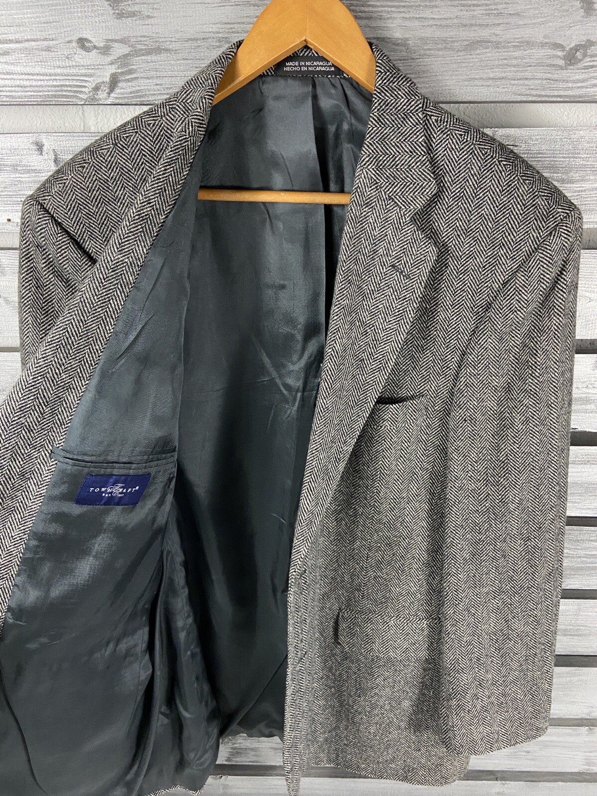 Towncraft Lambswool Herringbone 2 Button Blazer J… - image 3