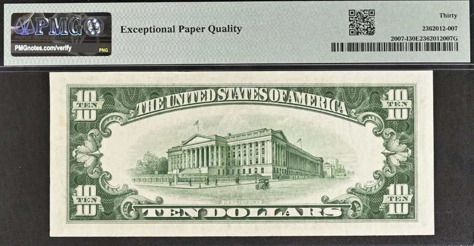 1934B $10 FRN Minneapolis PMG 30EPQ - Rare Vinson Signature - Fr 2007-I - Image 3 of 3