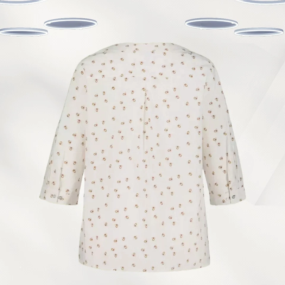 Top túnica para mujer Ex Ulla Popken manga 3/4 estampado abeja en marfil Foto 2 de 3