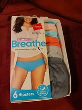 HANES SIGNATURE COTTON BREATHE 6 PAIR HIPSTERS SIZE 5 S NEW UNOPENED