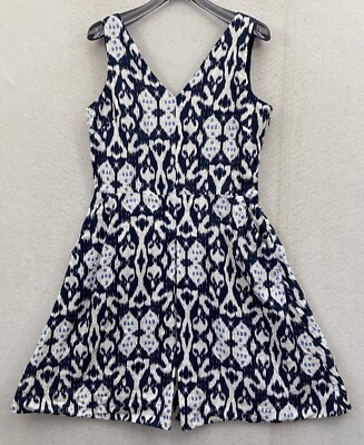 Gap Linen Dress Sleeveless Fit Flare Short Pockets Blue/Purple V-Neck  Womens 10 | eBay