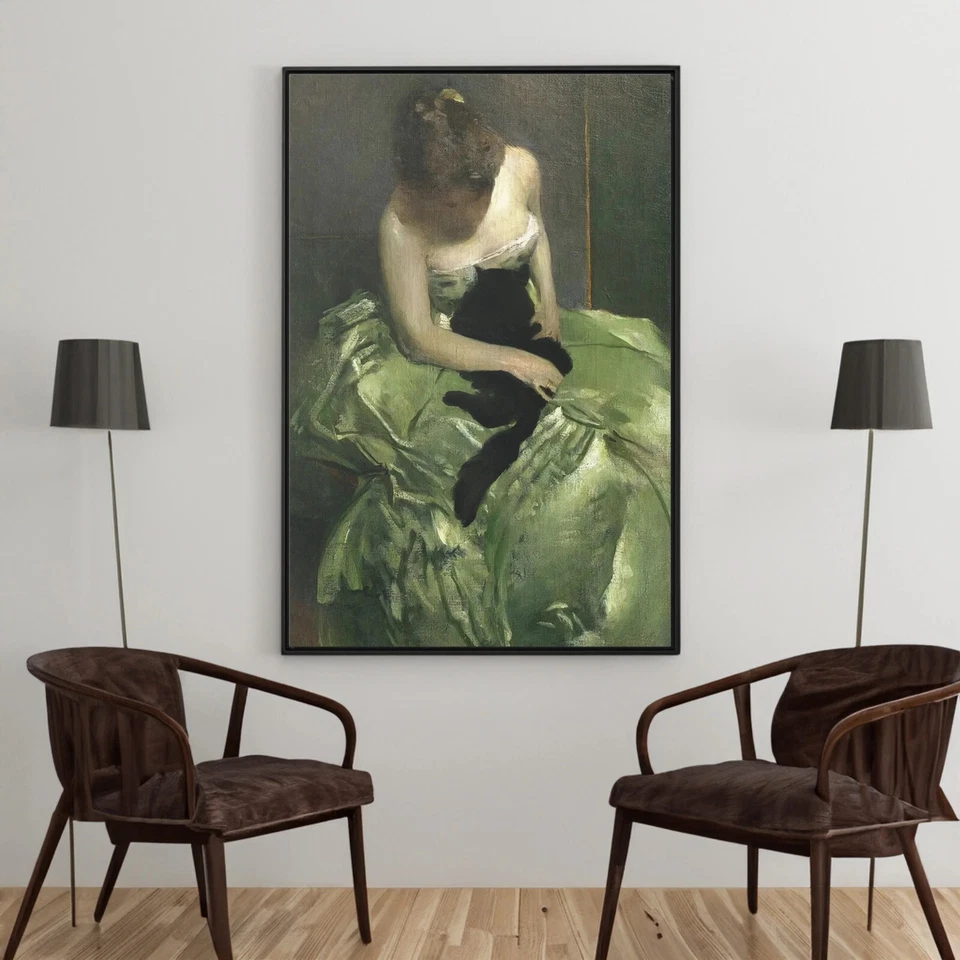 Arte de pared en lienzo/póster de La mujer en el vestido verde de John White Alexander Foto 2 de 2