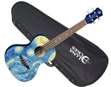 LUNA Starry Night Tenor UKULELE w/ Light Case new Uke - Mahogany - Blue