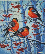 Snowbirds Bead Embroidery Scheme on Canvas DIY Stamped Printed Pattern d3208