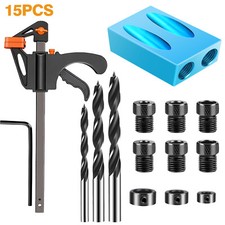15 PCS Pocket Hole Jig 15 Degree Angle Woodworking Locator Dowel with Adapters
