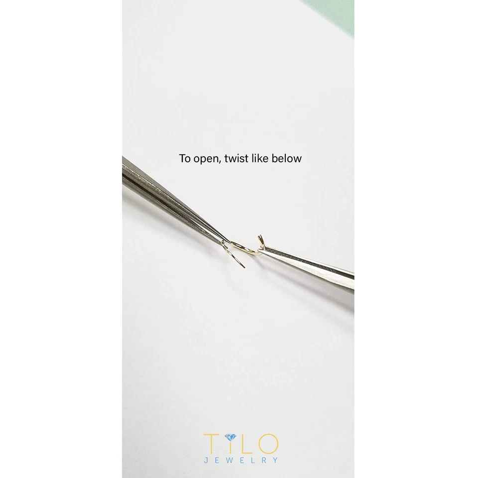 Pendientes de aro redondos sin fin de oro blanco macizo real de 14K aro de tubo de 1 mm Foto 4 de 4