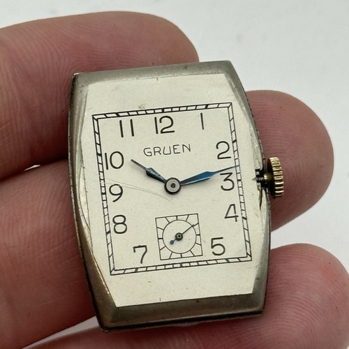 24mm RUNNING Gruen Precision 115 Curved Art Deco Tank Watch Vintage TO RESTORE - Picture 9 of 24