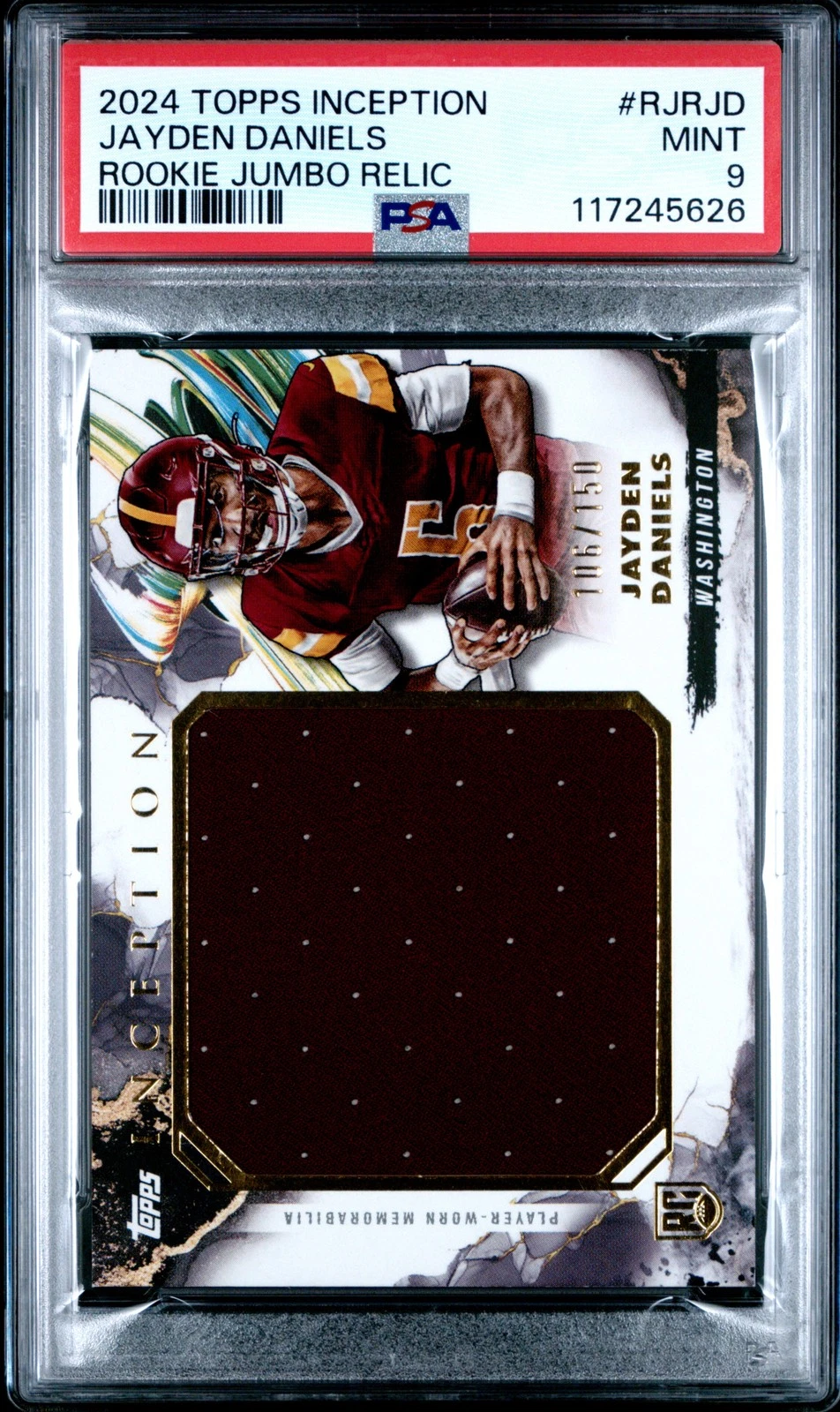 Jayden Daniels Topps Inception Rookie Jumbo Relics #RJRJD Base