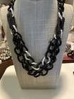 Tone 2 Layer Necklace 24” Black & Silver