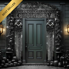 HunnmingRe Halloween Cemetery Archway Gothic Outdoor Banners Decorations 3 Pcs