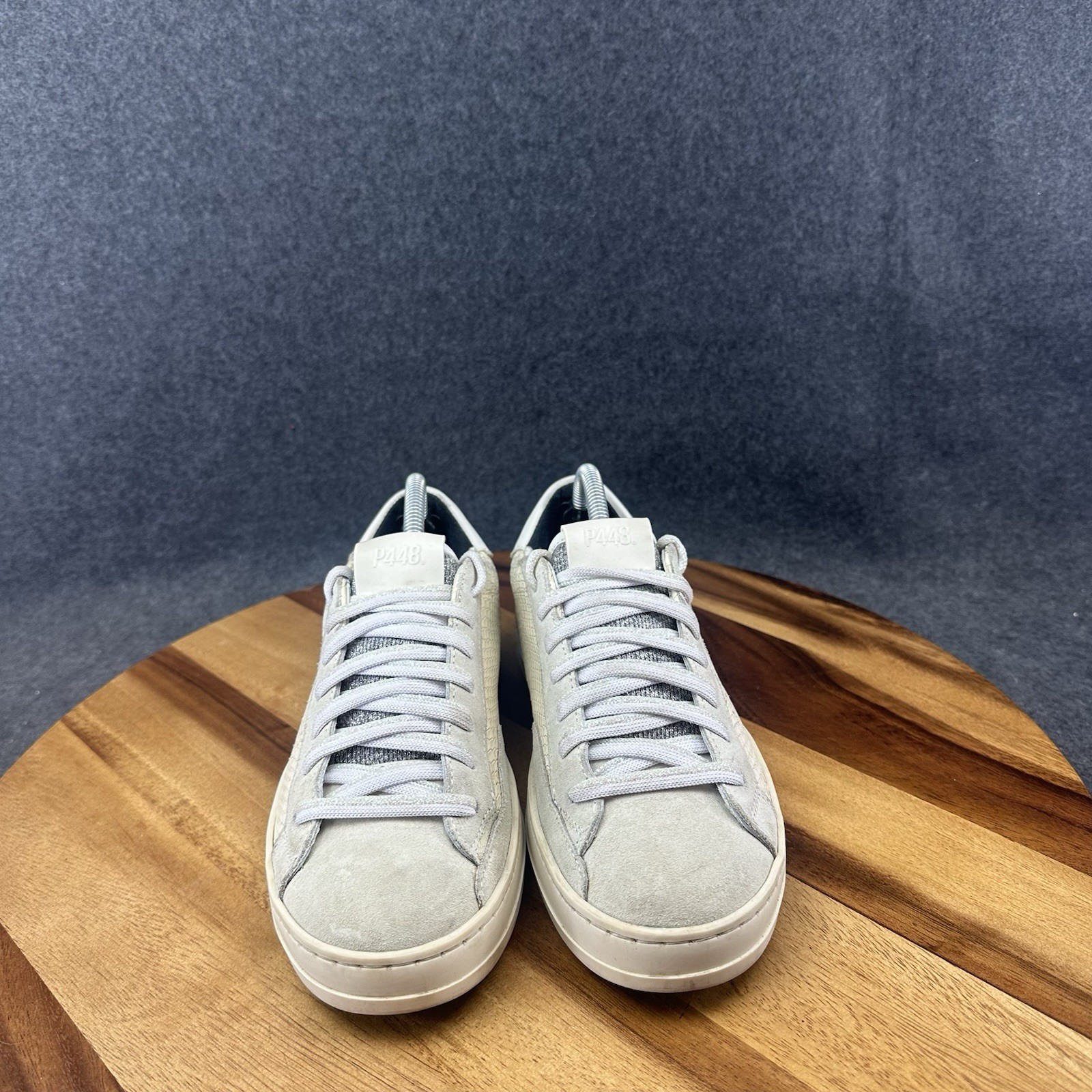 P448 John Embossed Leather Snake Python Suede Sne… - image 3