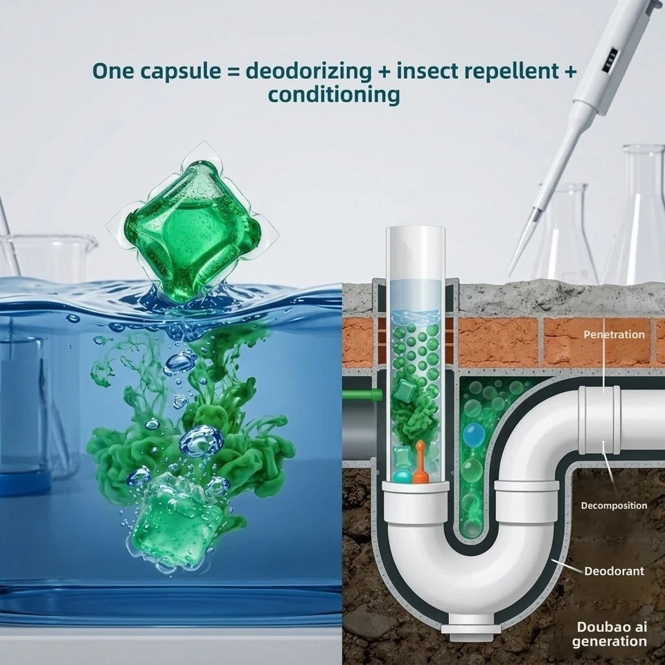 Product photo 3 of 8 — Bio-Enzyme Drain Deodorizer Capsules, Drain Odor Eliminator Pods