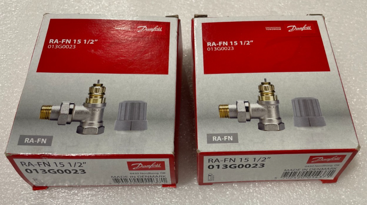 2 x Danfoss RA-FN 15 1/2"" Angle Radiator Valve DN 15 Series D 013G0023 BNIB