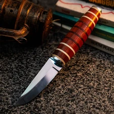 Gift-Ready 9.1" Damascus / Steel Knife Full Tang Hunt it Hunt + Leather Sheath