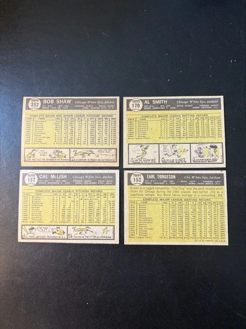 Lote de 4 béisbol Topps 1961 diferentes. TODO ALTO GRADO. Nm a Nm-Mt. Medias Blancas Foto 2 de 2