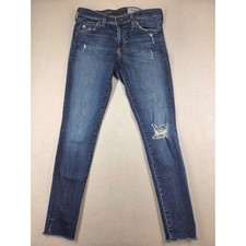 AG Adriano Goldschmied The Legging Ankle Super Skinny Distressed Jeans Blue 28R