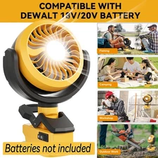 Cordless Fan For Dewalt 20V Max Lithium Battery Portable Fan Outdoor Jobsite Fan