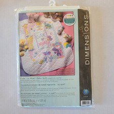 Dimensions Stamped Cross Stitch 'Cute or What ' DIY Baby Quilt, 34" x 43" READ 