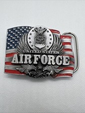 Siskiyou Pewter Belt Buckle U.S. Air Force American Flag Cowboy USA Vintage
