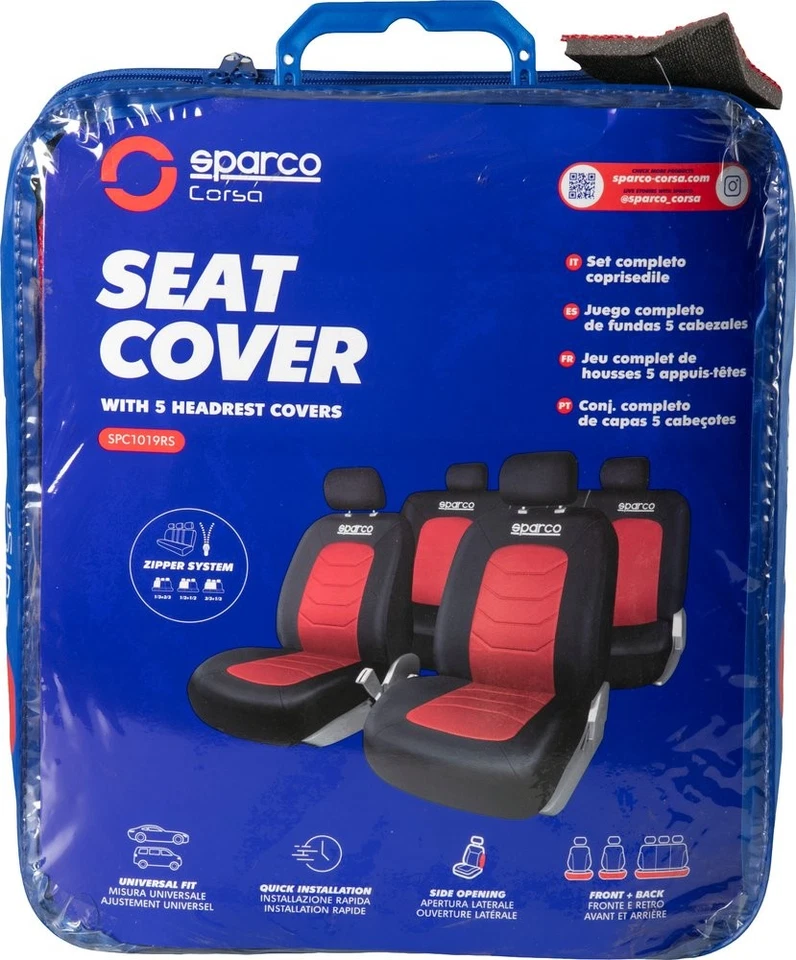 Set completo SPC1019 di coprisedili universali auto nero/rosso righe SPARCO - Imagen 3 de 4