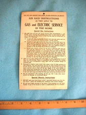 WWII Air Raid Instructions as they apply to Gas and Electric Service in the Home