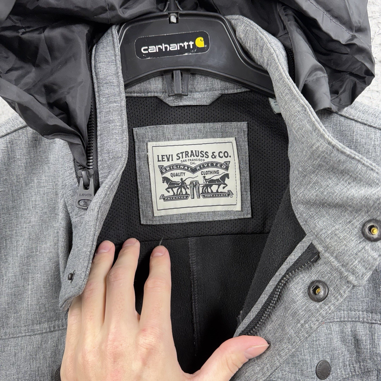 Levi’s Jacket Mens Medium Black Softshell Fleece … - image 7