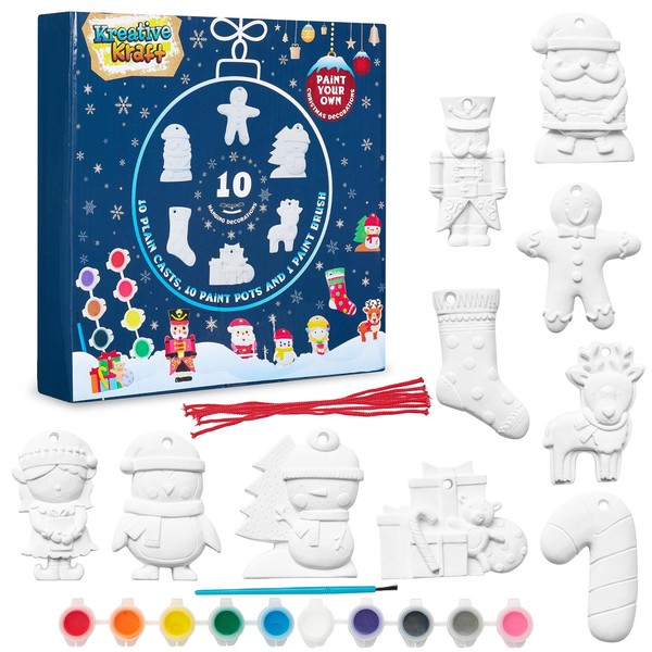 Weihnachtsdeko Bastelset Kinder Gipsfiguren Bemalen DIY Kreativset 10Er-Set-image