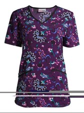 Womens Medium Purple Paisley Scrub Top- Floral - Scrubstar