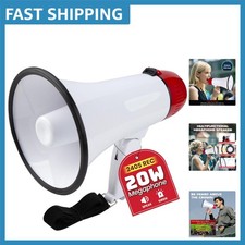 Loud 20W Megaphone Bullhorn with Siren 300 ft Range, Lightweight Portable
