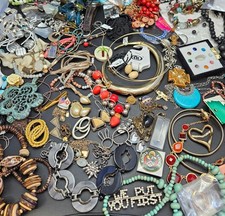 6.5lb Mix Costume Jewelry Lot Some New 80 Wearable Necklace Earrings Watch Ring