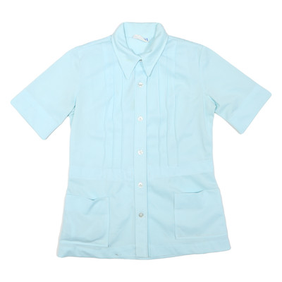 WHITE SISTER Damen hellblau Basic Shirt Kurzarm Spitzkragen M Sommer