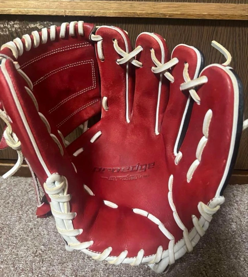 SSK Baez Model Soft Baseball Glove Red Black Leather Lace Used - Image 4 of 4