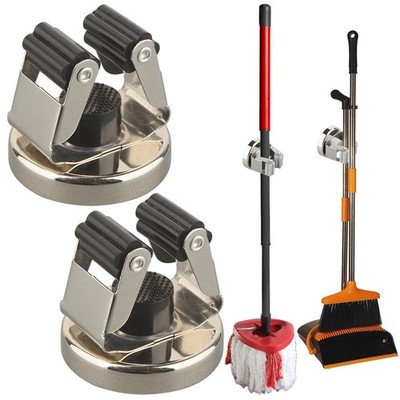 MUTUACTOR Magnetic Broom Holder,Anti-broken and Mop Tool Silver 
