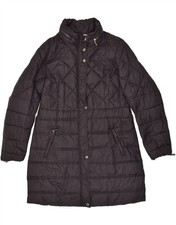 FIORELLA RUBINO Cappotto donna imbottito con cappuccio UK 14 Medium nero poliammide BI88