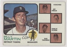 1973 Topps Billy Martin Art Fowler Charlie Silvera Dick Tracewski #323 2u3