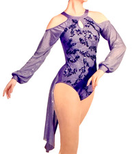 Elisse Long Sleeved Skirted Dance Costume - Blue - New with tags XL Adult