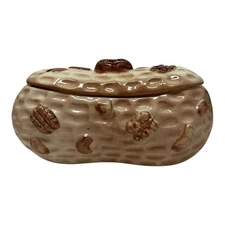 Vintage 1950's Starnes California Peanut Shaped Ceramic Candy Nut Dish Trinket