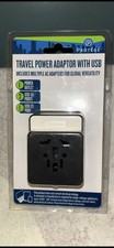 PROTEGE Travel Power Adaptor With USB Inc Multiple AC Adapters New